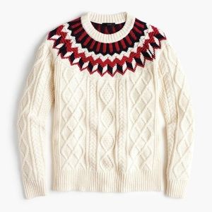J.Crew Cable Knit Fair Isle Ivory Sweater